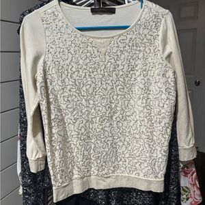 Cream Lace Long Sleeve Top
